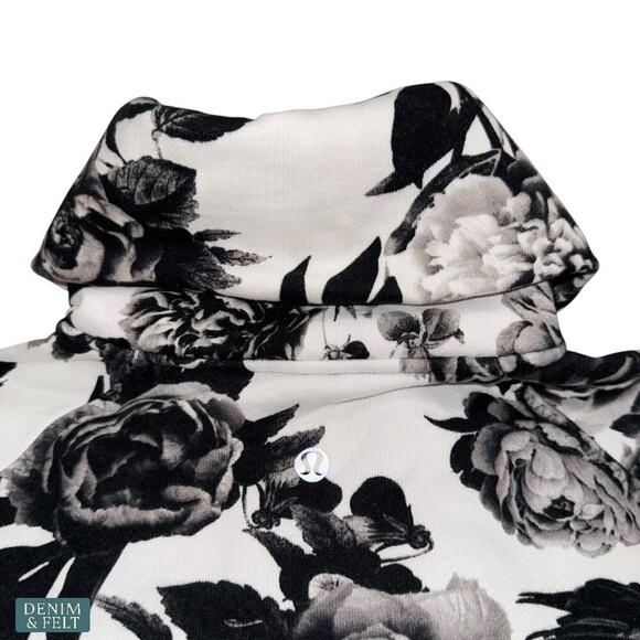 Lululemon Calm & Cozy Jacket Brisk Bloom Black White Cotton Fleece Sz 8 ~ RARE!! - Picture 14 of 16